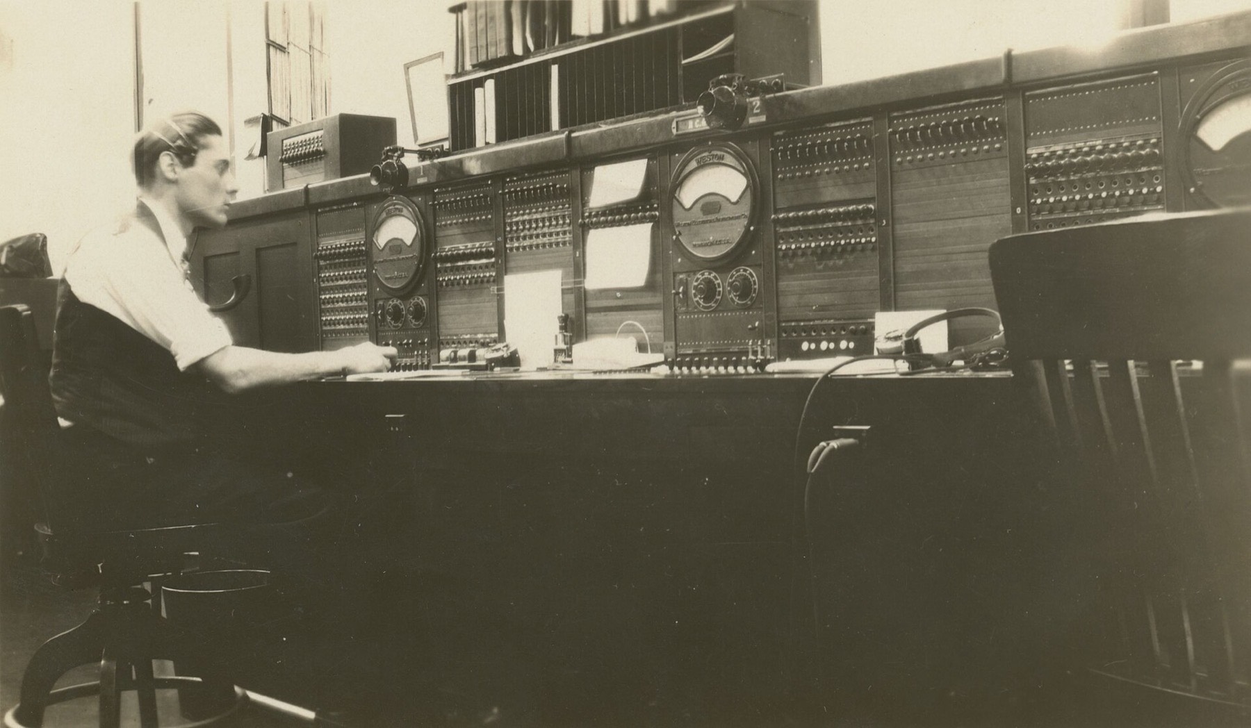 An operator at the Wisconsin Bell Telephone Company switchboard, Milwaukee, 1930