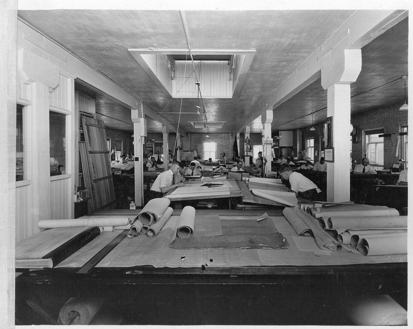 Sala de delineación de una oficina técnica, 1923